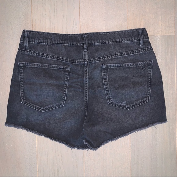 William Rast Faded Black High Rise Distressed Button Fly Denim Shorts - Picture 5 of 7